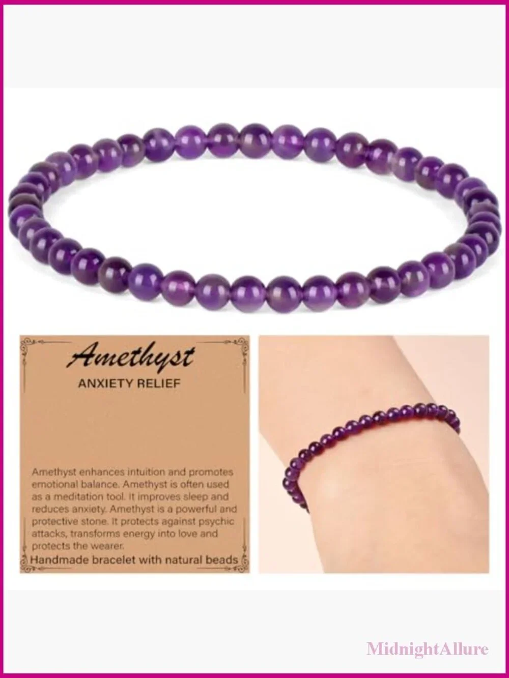 Handmade Natural Gem Stone Crystal Stretch Bracelet Anxiety Relief